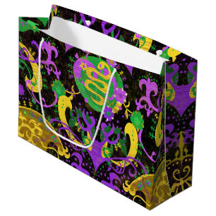 Sacola Para Presentes Grande Mardi Gras Colors Damask Dragon, Borboleta, Cobra