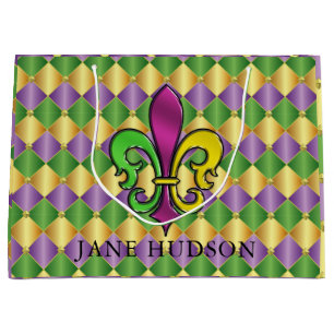 Sacola Para Presentes Grande Mardi Gras Fleur De Lis Design Gift Bag