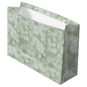 Sacola Para Presentes Grande Margarida Floral Verde Lima Aveludado
