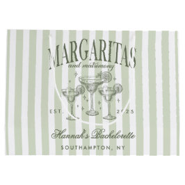 Sacola Para Presentes Grande Margaritas e Matrimônio Retrô Modernas Listrado Ba