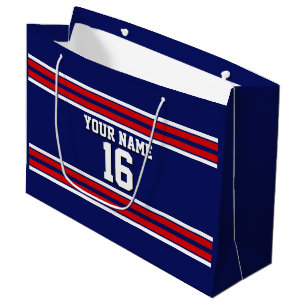 Sacola Para Presentes Grande Marinho Azul com Red White Stripes Team Jersey