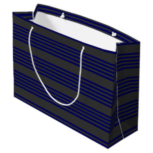Sacola Para Presentes Grande Marinho azul e carvão cinco faixas