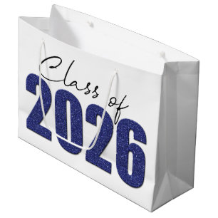 Sacola Para Presentes Grande Marinho Blue Glitter Classe de 2026