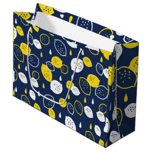 Sacola Para Presentes Grande Marinho Blue Lemon Art - Refrescando o Citrus Desi
