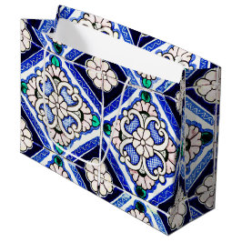 Sacola Para Presentes Grande Marinho de padrões espanhol russo Azulejo Azulejo 