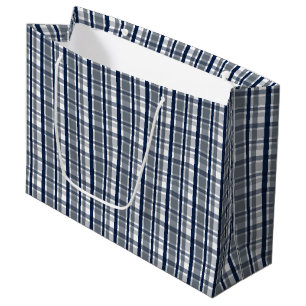Sacola Para Presentes Grande Marinho de Ventilador do Dallas Sports Fan Xadrez 