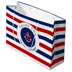 Sacola Para Presentes Grande Marinho Marinho Náutico Vermelho Vermelho Azul St