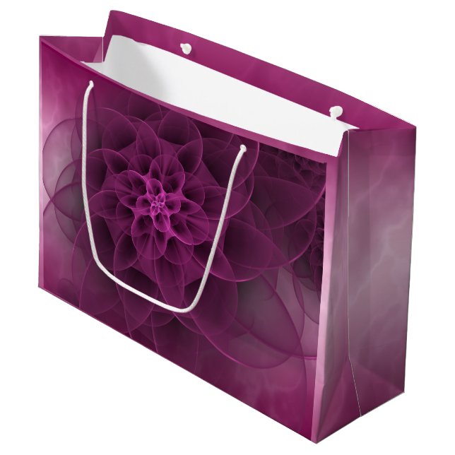 Sacola Para Presentes Grande Mármore fúcsia romance doce (Frente inclinada)