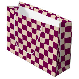 Sacola Para Presentes Grande Maroon and beige checkerboard pattern