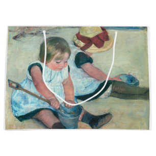Sacola Para Presentes Grande Mary Cassatt - Crianças Brincando na Praia