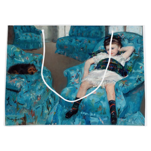 Sacola Para Presentes Grande Mary Cassatt - Menina em uma Cadeira Azul (Frente)