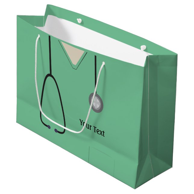 Sacola Para Presentes Grande Médico Enfermeiro Lt Green Lg Gift Bag (Frente inclinada)