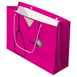 Sacola Para Presentes Grande Médico Enfermeiro, Rosa Quente, Saco De Presente