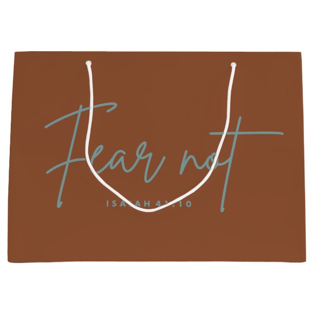 Sacola Para Presentes Grande "Medo Não." Isaiah 41:10 (Frente)