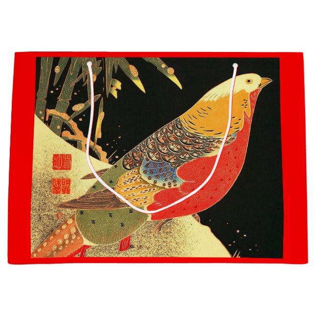 Sacola Para Presentes Grande Meiji bird print (Frente)