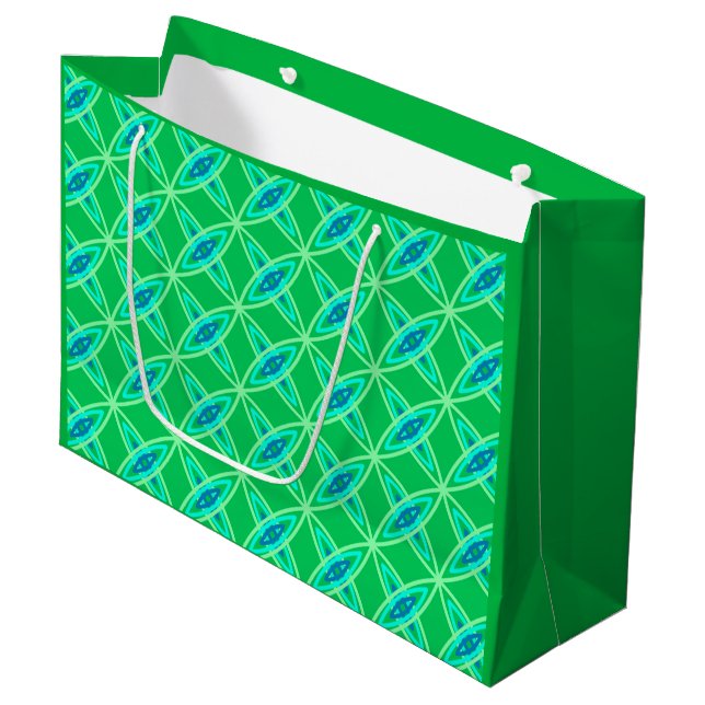 Sacola Para Presentes Grande Meio século Atômica moderno - Jade Green (Frente inclinada)