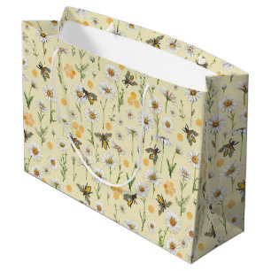 Sacola Para Presentes Grande Mel Bee Chá de fraldas Bift Bag Padrão de Bumble