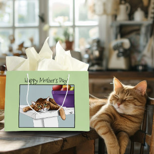 Sacola Para Presentes Grande Melhor Mãe de Gato Doce Gato Tabby Dia das Mães Ve
