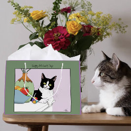 Sacola Para Presentes Grande Melhor Mãe de Gato Gatinho de Smoking Dia das Mães