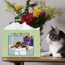 Sacola Para Presentes Grande Melhor Pai de Gato Doce Gato Tabby Dia dos Pais Ve