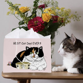 Sacola Para Presentes Grande Melhor Papai de Gato Malcriado Calico Dia dos Pais