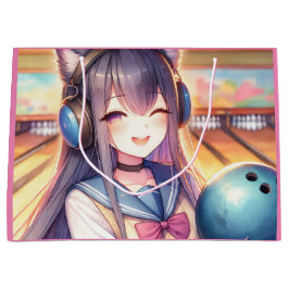 Sacola Para Presentes Grande Menina bonito de animação na Festa de aniversário