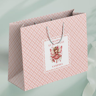 Sacola Para Presentes Grande Menina Fada Brilho Rubor Presente Floral de Aniver
