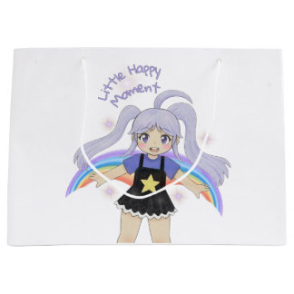 Sacola Para Presentes Grande Menina Feliz Ilustração Desenhada à Mão – Pequena 