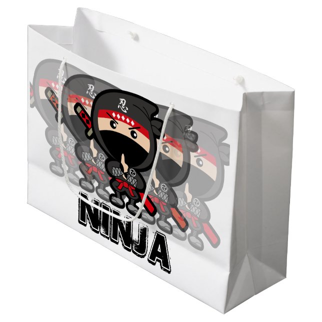 Sacola Para Presentes Grande Menino Ninja (Frente inclinada)