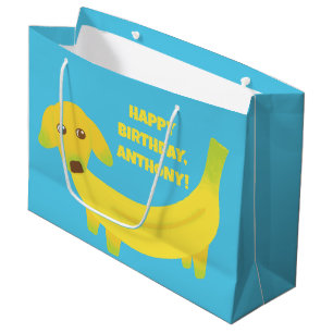 Sacola Para Presentes Grande Mensagem Personalizada Engraçada De Cães De Banana