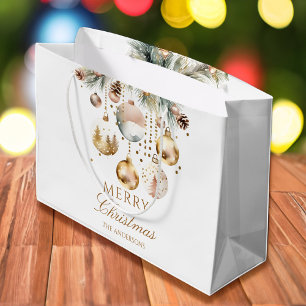 Sacola Para Presentes Grande Merda natalícia baubles metálicos