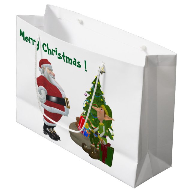 SACOLA PARA PRESENTES GRANDE MERRY CHRISTMAS (Frente inclinada)