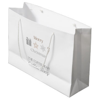 Sacola Para Presentes Grande Merry Christmas Café Branding Seasonal Coffee Shop