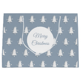 Sacola Para Presentes Grande Merry Christmas Tretern Cinza Gift Bag