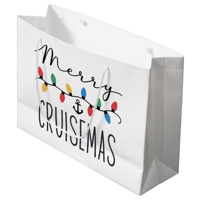 Sacola Para Presentes Grande Merry Cruisemas Family Christmas Cruise Trip  (Frente inclinada)