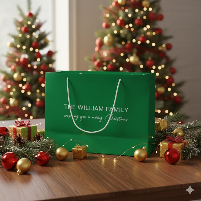 Sacola Para Presentes Grande Merry Green Large Gift Bag for Holiday Presents (Merry Green Large Gift Bag for Holiday Presents)