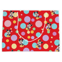 Sacola Para Presentes Grande Mickey Mouse Polka Dot  red Baby Shower