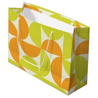 Sacola Para Presentes Grande Mid Century Half Circles Orange and Yellow 