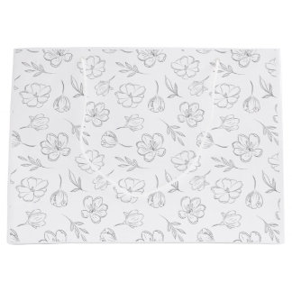 Sacola Para Presentes Grande Midnight Bloom Line Art