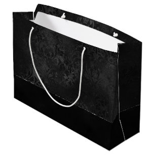 Sacola Para Presentes Grande Midnight Onyx Romance Black Satinge Damask
