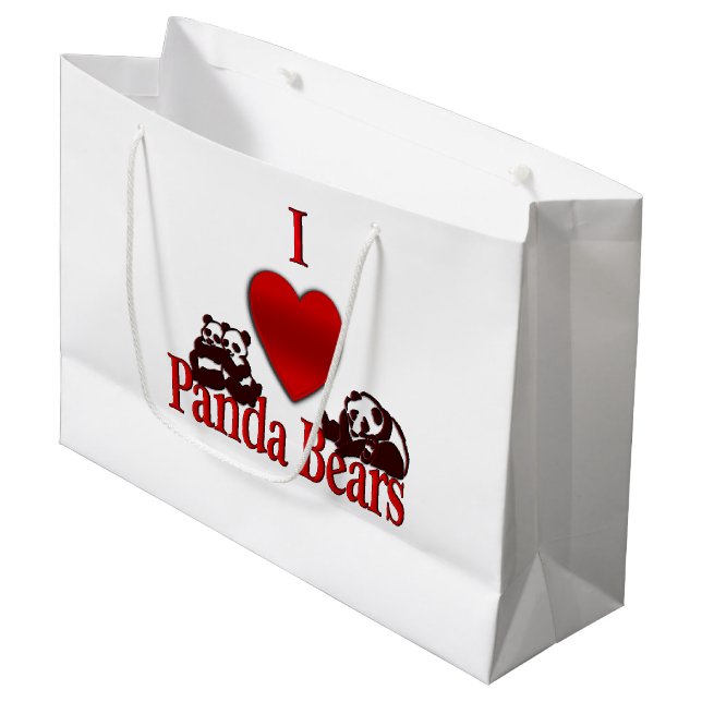 Sacola Para Presentes Grande Mim ursos de panda do coração (Frente inclinada)