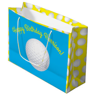 Sacola Para Presentes Grande Mini Golf Balls Festas de aniversário Kids Azul