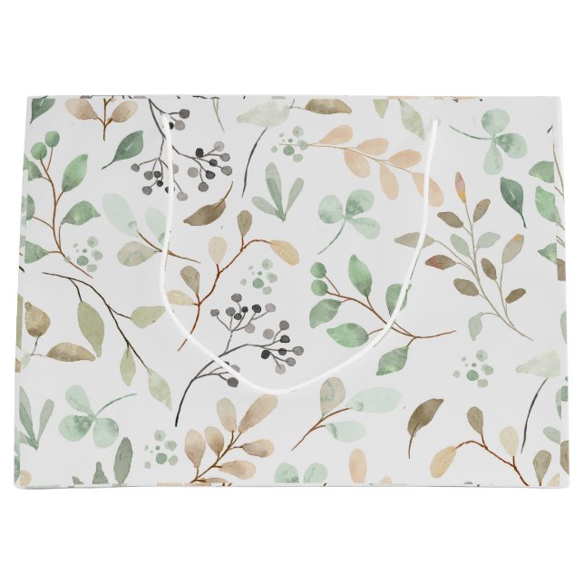 Sacola Para Presentes Grande Minimalist Leaves Pattern Gift Bag (Frente)