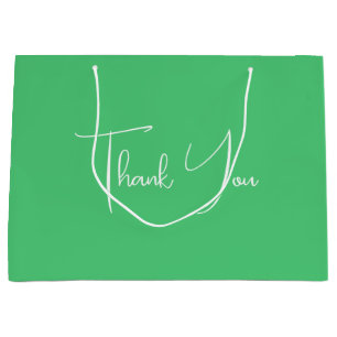 Sacola Para Presentes Grande Minimalista Bright Emerald Green Obrigado