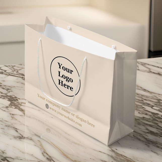 Sacola Para Presentes Grande Mínimo bege simples (Criador carregado)