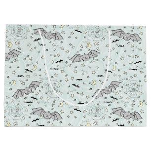 Sacola Para Presentes Grande Mint Bats Spooky Gênero Bonito Neutro