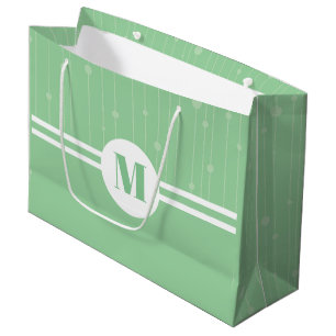 Sacola Para Presentes Grande Mint green stripes monograma pastel