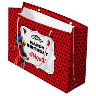 Sacola Para Presentes Grande Miraculoso Ladybug e Cat Noir Aniversário