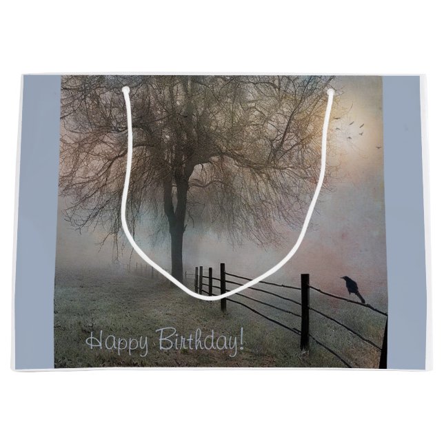 Sacola Para Presentes Grande Misty Country Scene (Frente)