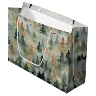 Sacola Para Presentes Grande Misty Forest Birthday Aposentação - Grande Saco